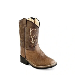 Jama Old West Kid's Vintage Western Boot Brown